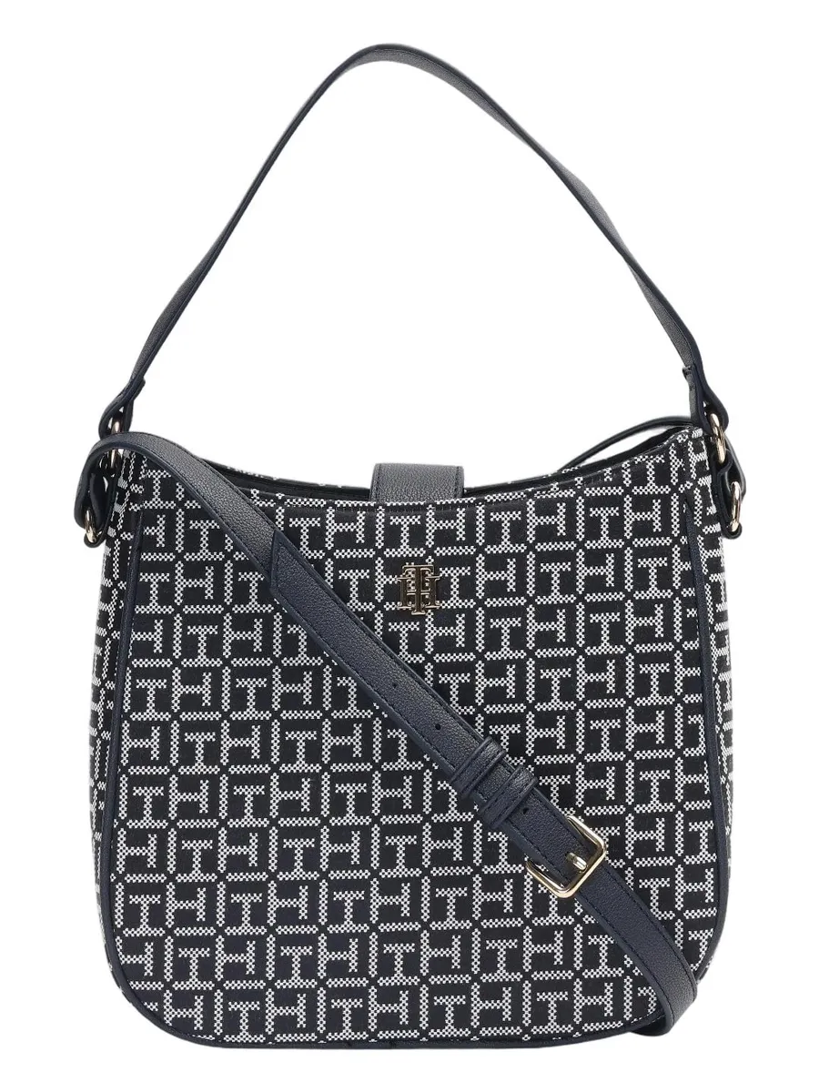 Logo Black Polyester Sling Bag
