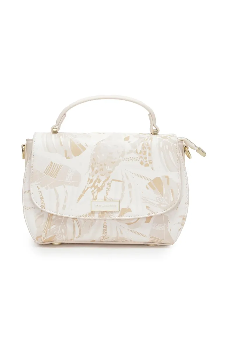Women White Print Casual Handbag