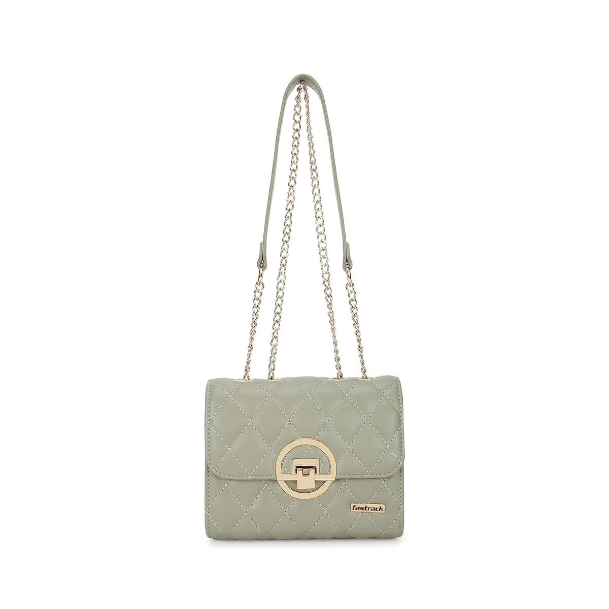 Fastrack Quilted Sling Bag for Girls, Ladies and Women | with Semi Metal Chain Strap and Golden Push Lock