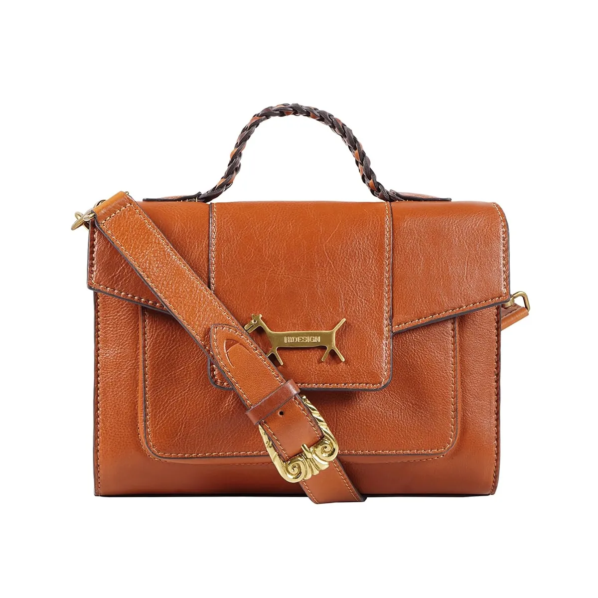 Hidesign PEYOTE 02 Genuine Leather Womens Sling Bag - Orange