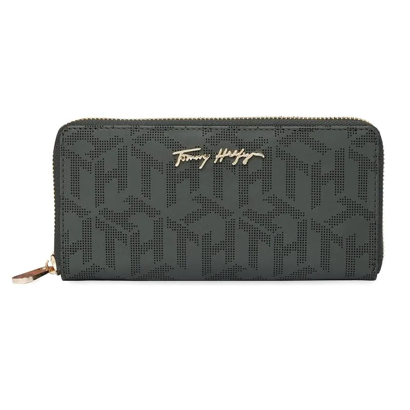 Tommy Hilfiger Leather Women Celina Zip Around Wallet - Olive, No. Of Card Slot : 8