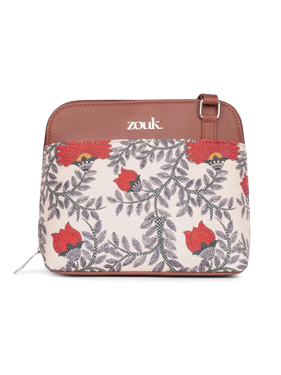 ZOUK Printed Vegan Leather Out Of Office Sling Bag With Adjustable Strap For Women's Girls