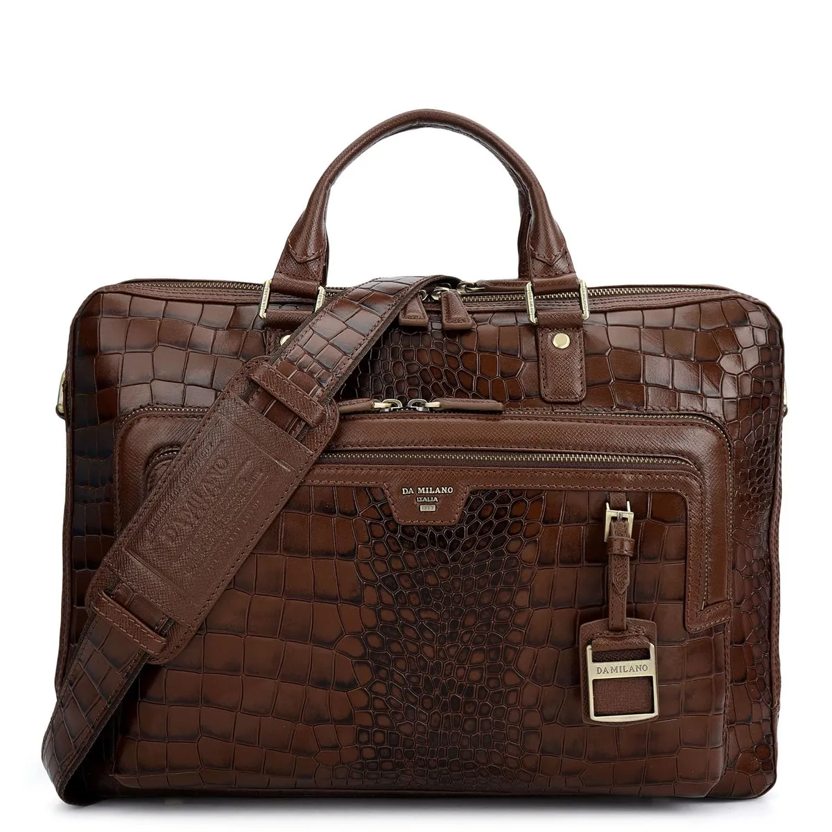 Da Milano Leather Laptop Bag for Men & for Women - Fits Upto 15" Laptop