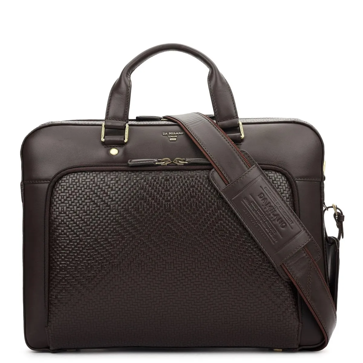 Da Milano Leather Laptop Bag for Men & for Women - Fits Upto 14" Laptop - Maroon (CB-10184)