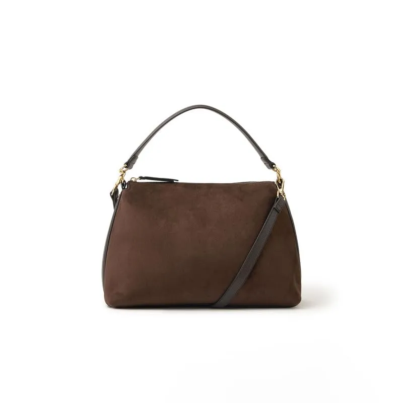 Accessorize London Women's Suedette Shoulder Bag | Faux Suede Handbag | Hobo Style Crossbody Day Bag