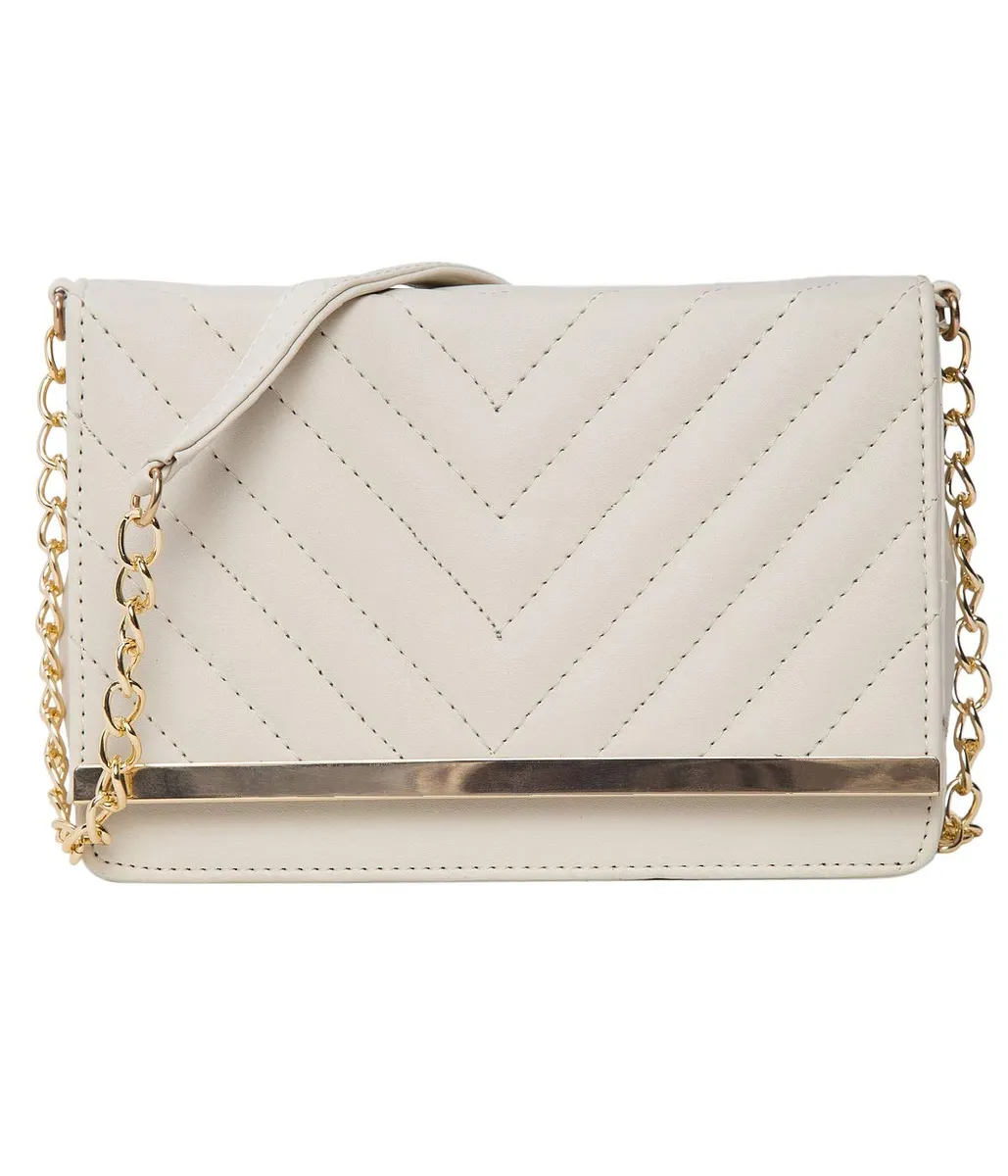 ADISA Women's Chevron Quilted Crossbody Sling Bag - Stylish Cross Body Handbag for Girls & Women with Gold Chain (SL5022)