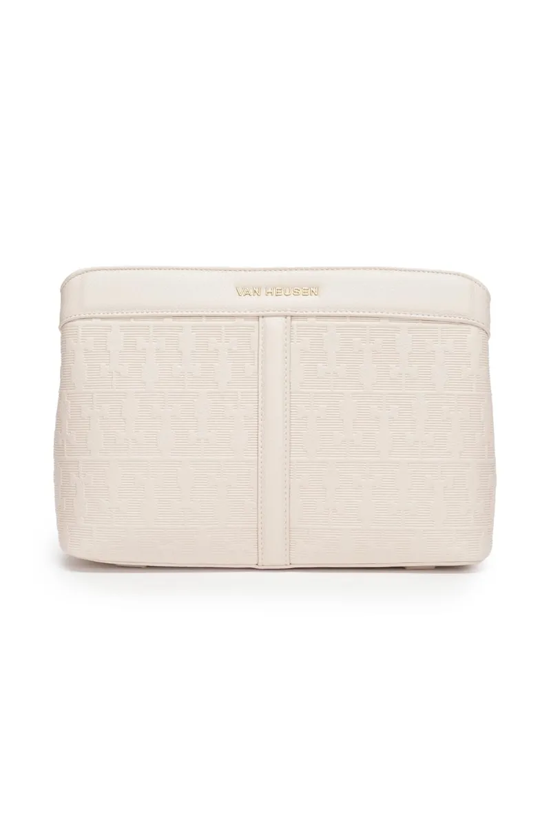 Women Cream Textured Casual Sling Bag
