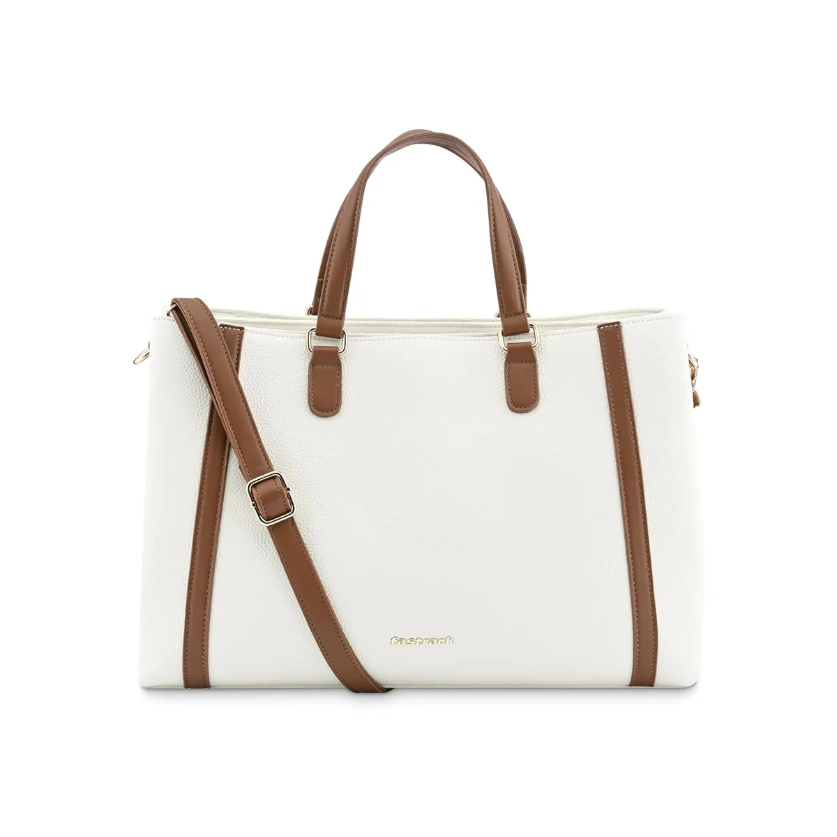 Fastrack Casual 14" Laptop Tote | Faux-Leather Women's Handbags |14" Laptop Tote for Workwear and College, White