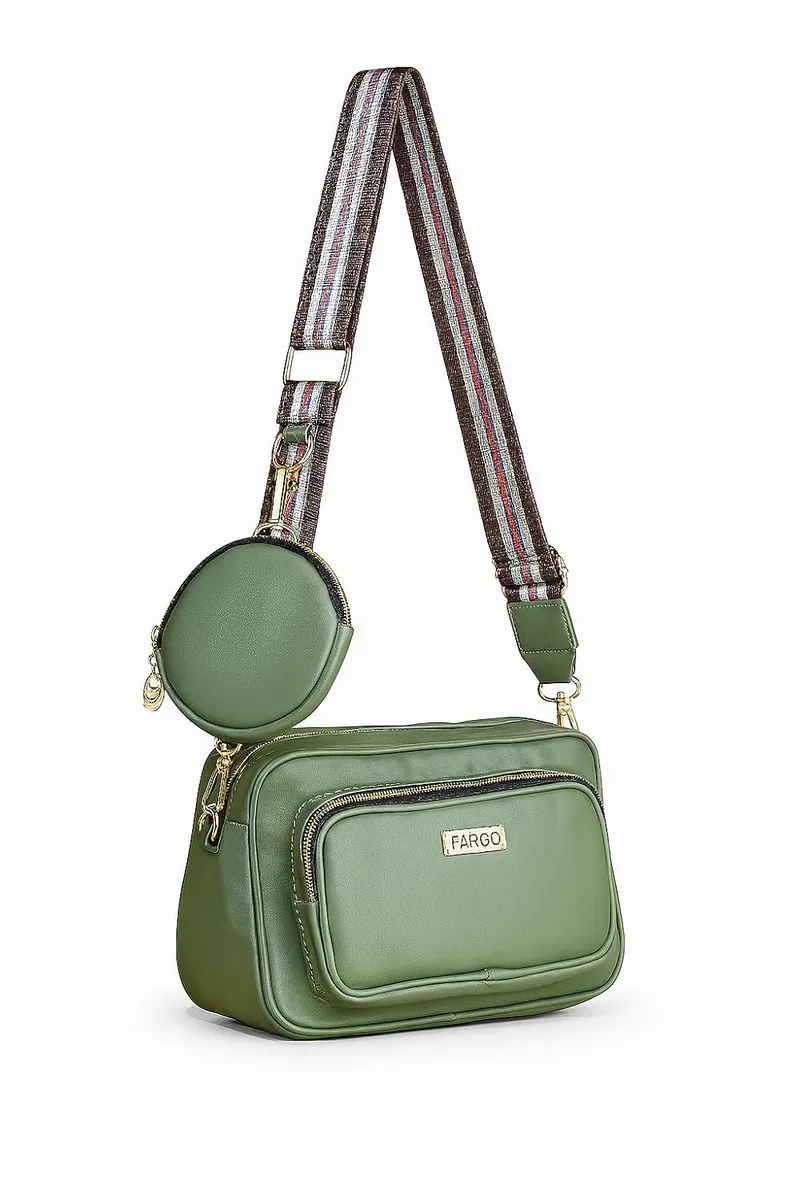 Fargo PU Women's Sling Bag Handbag (Green)