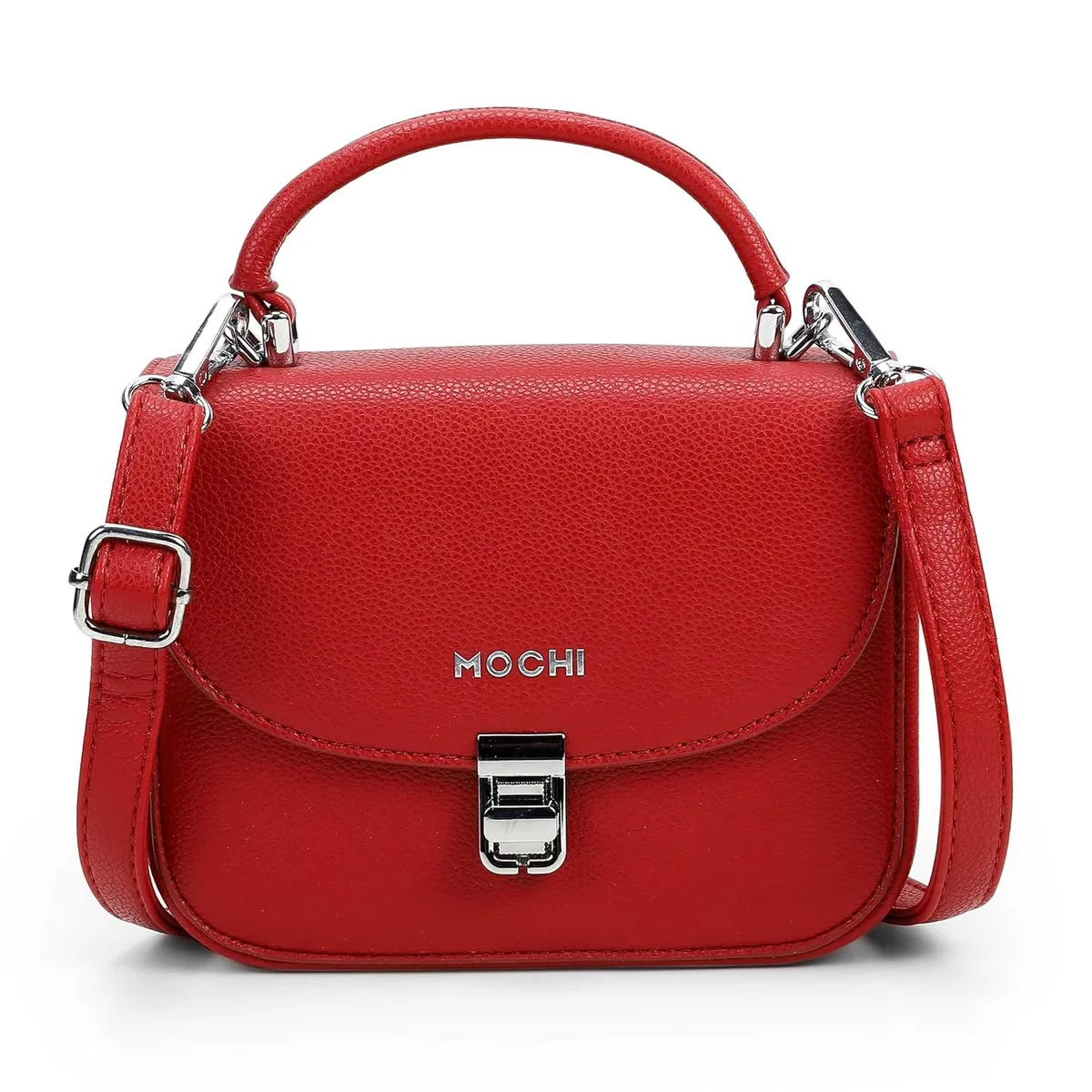 Mochi Women Casual PU Hard Body Lock closure Solid Sling Bag