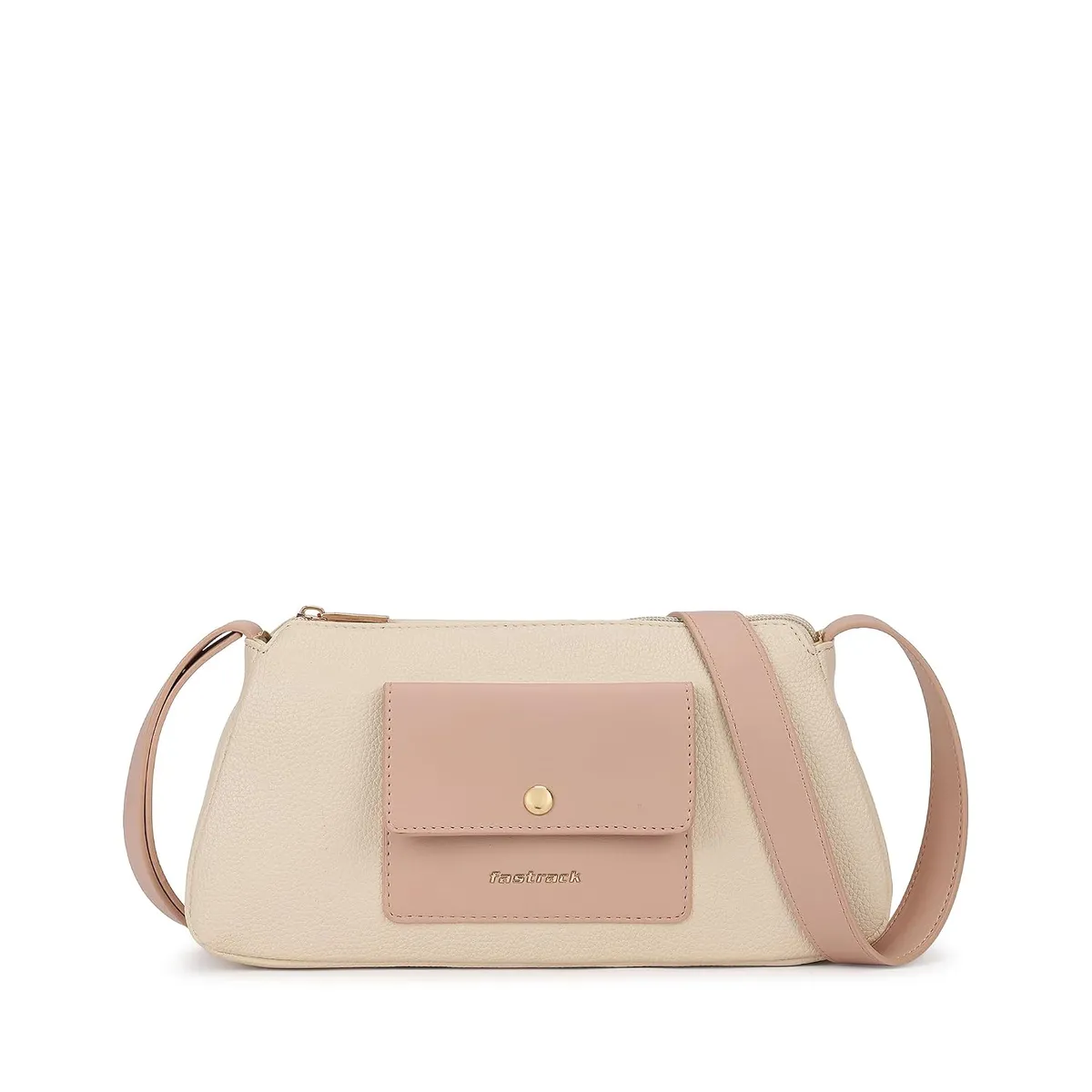 Fastrack Stellar Sling Bag for Women| Faux Leather Sling with Adjustable Belt | Small Grain Texture and Front Button Pocket | Trendy Handbags for Women | Compact Sling for Girls