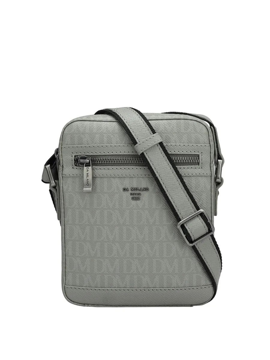 Da Milano Genuine Leather Grey Men Sling Bag (10011B)