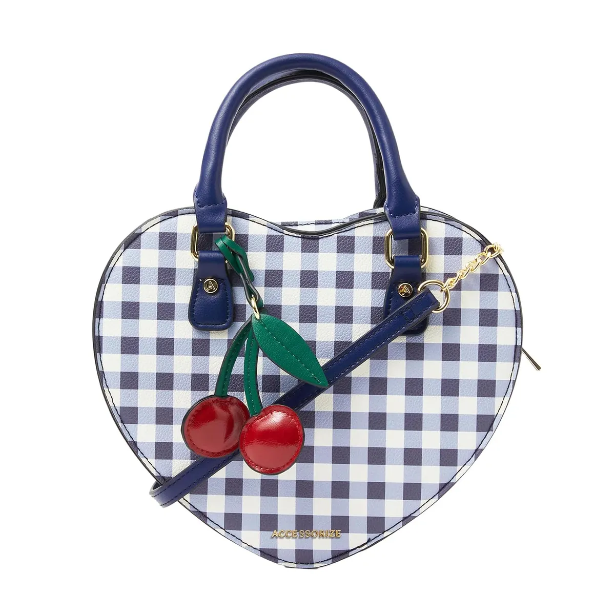 Accessorize London Women's Blue Gingham Heart Crossbody Bag | sling bag women | trendy mini purse
