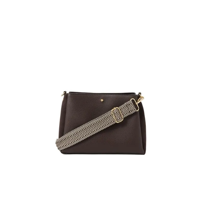 Accessorize London Women's Brown Webbing Strap Sling Bag |Hand bags for women stylish |stylish shoulder bag for women