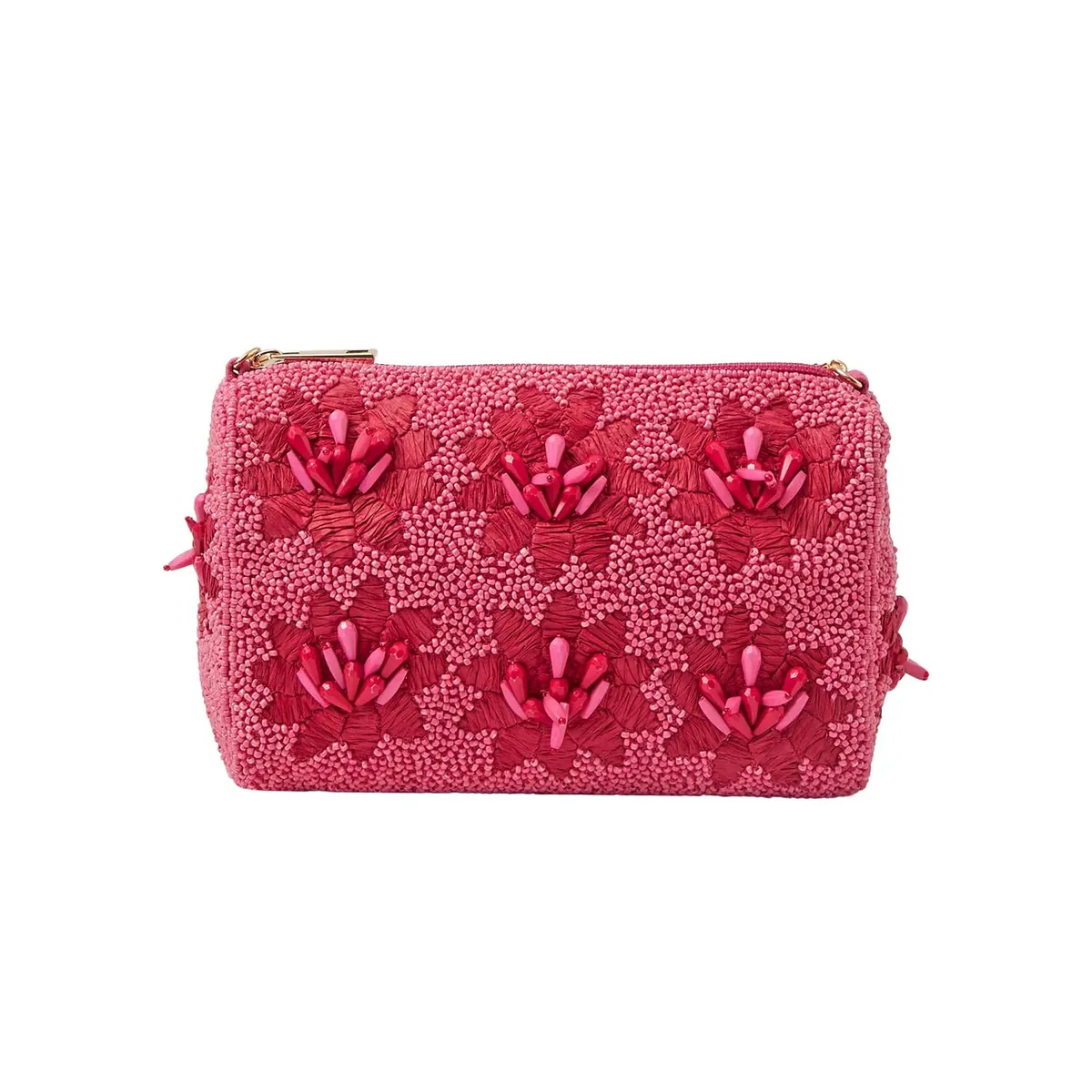 Accessorize London Women's Pink Floral Bead Embellished Shoulder Bag |Sling bag for woman latest |crossbody bag for women stylish |Party bags for woman |Clutch Sling Bag for ladies