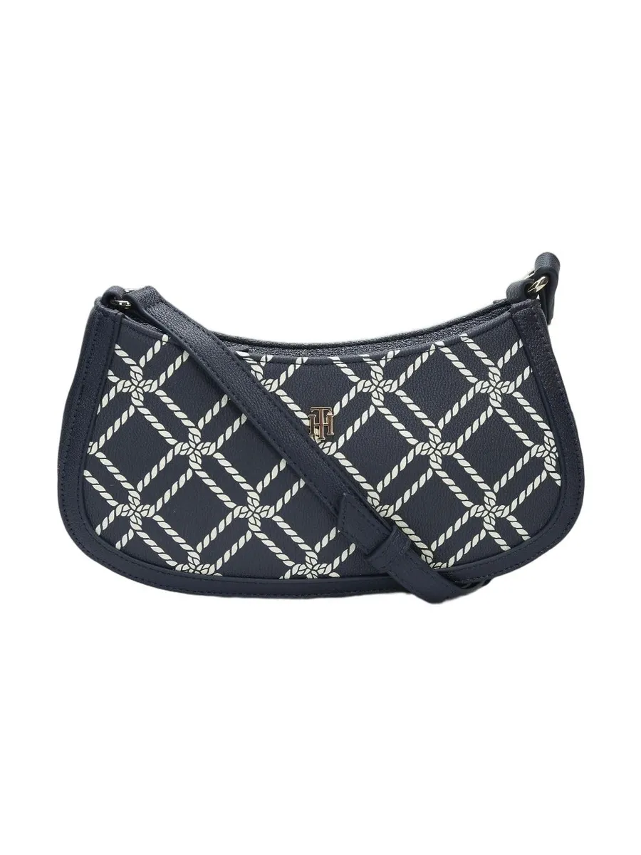 Printed Navy Polyurethane Sling Bag