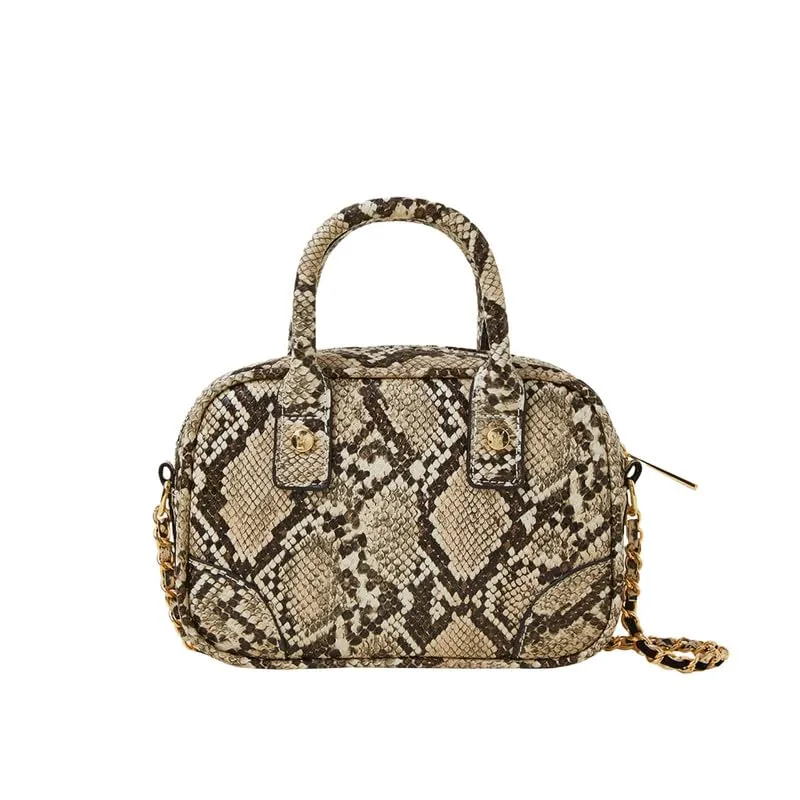 Accessorize London Women's Cream Faux Snake Mini Sling Bag