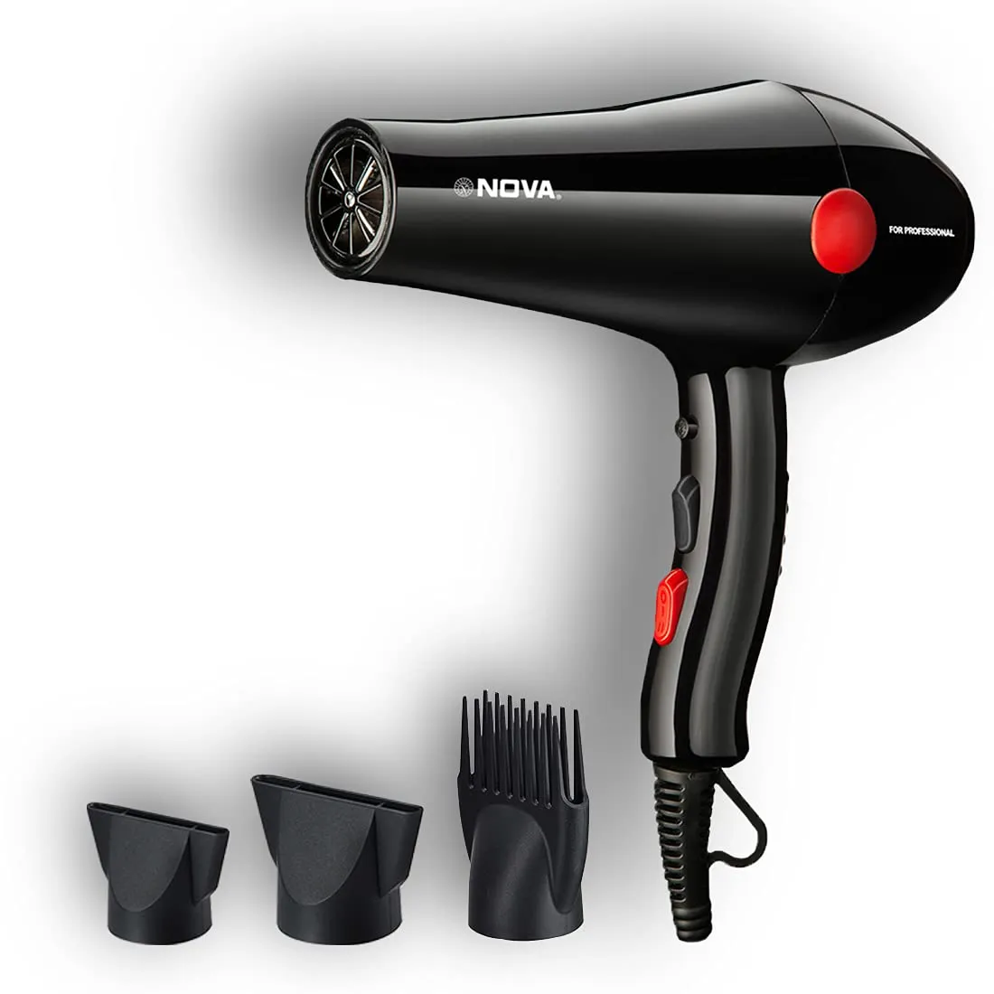 Nova NHP 8215 1800 Watts Professional Hair Dryer for Women (Black/RED)