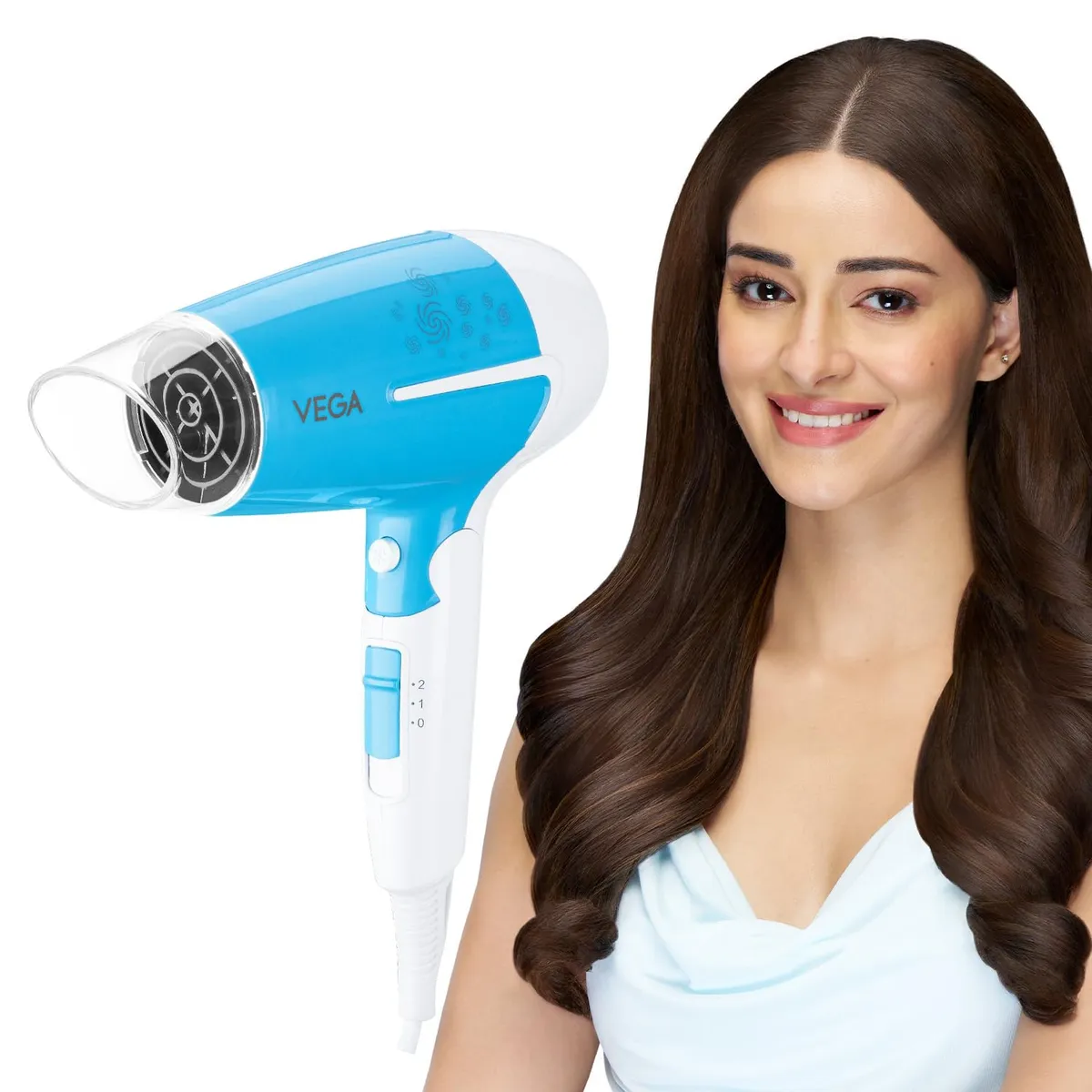 VEGA U Style 1400-1600W Foldable Hair Dryer for Women & Men with Cool Shot Button, 2 Speed/3 Heat Settings, 16 Amp Plug Detachable Nozzle, Travel Friendly, Fast Hair Drying, 2 Year Warranty (VHDH-32)
