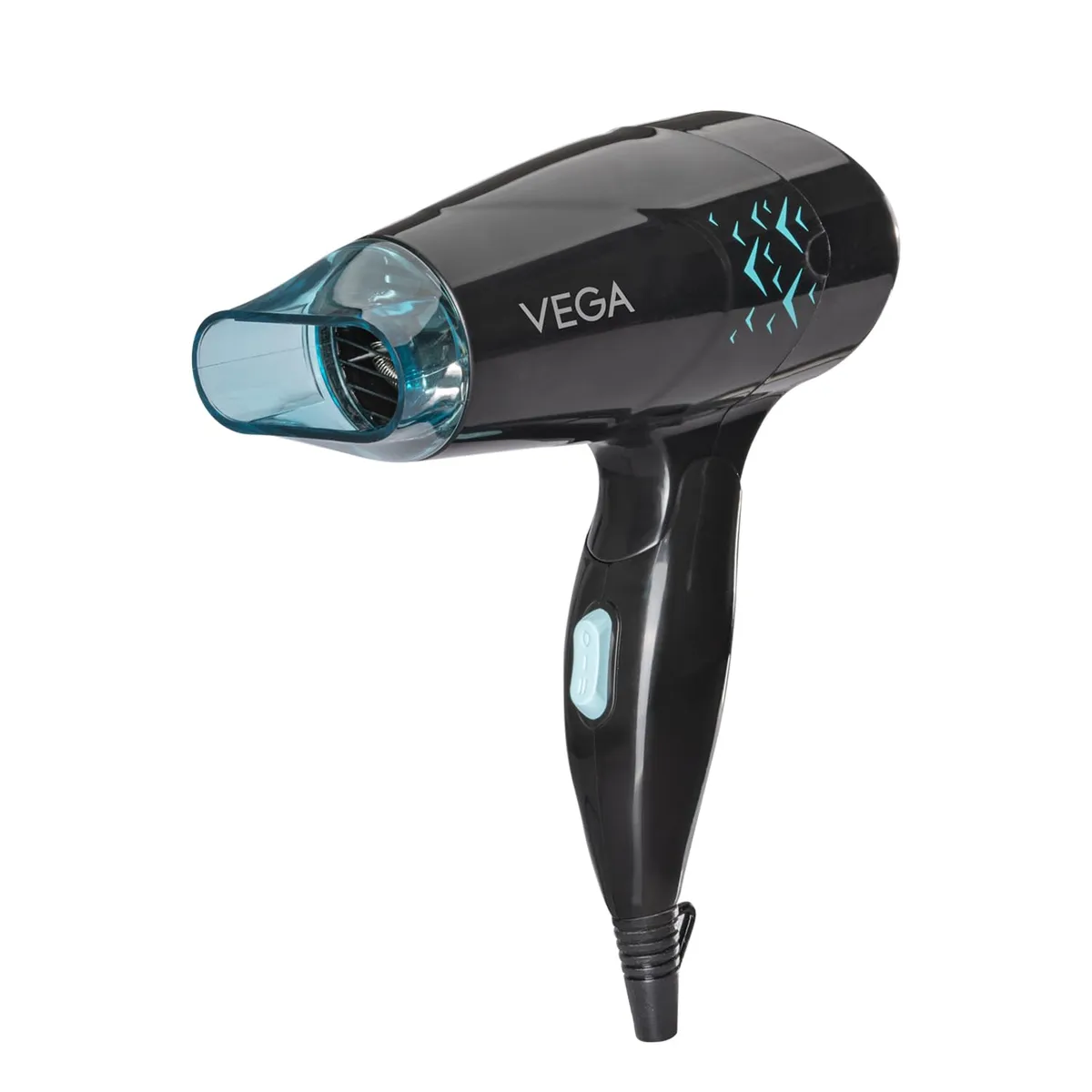 VEGA Glow Glam 1000W Hair Dryer for Women with 2 Heat & Speed Settings, Foldable Handle, Detachable Nozzle, Overheating Protection, Hanging Loop, Compact Travel Hair Dryer, (VHDH-26)