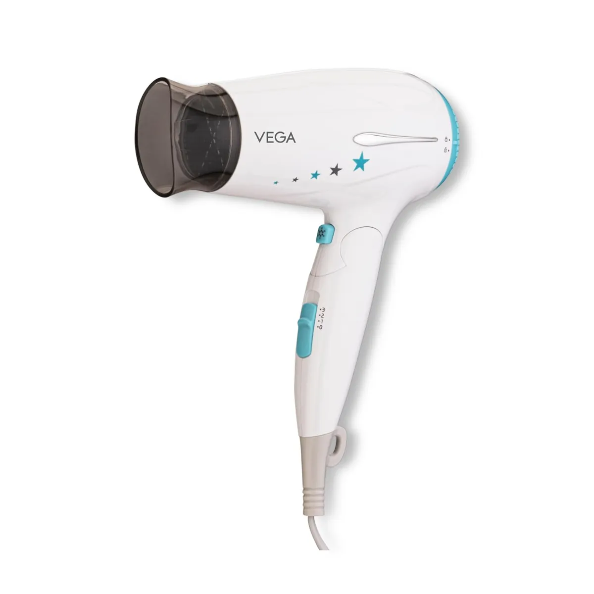 VEGA Insta Wave 1400-1600W Hair Dryer with Powerful & Foldable 16 Amp Plug, Cool Shot Button, 3 Heat/ Speed Setting (Low, Medium & High), Detachable Nozzle, Travel Friendly, 2 Year Warranty (VHDH-22)
