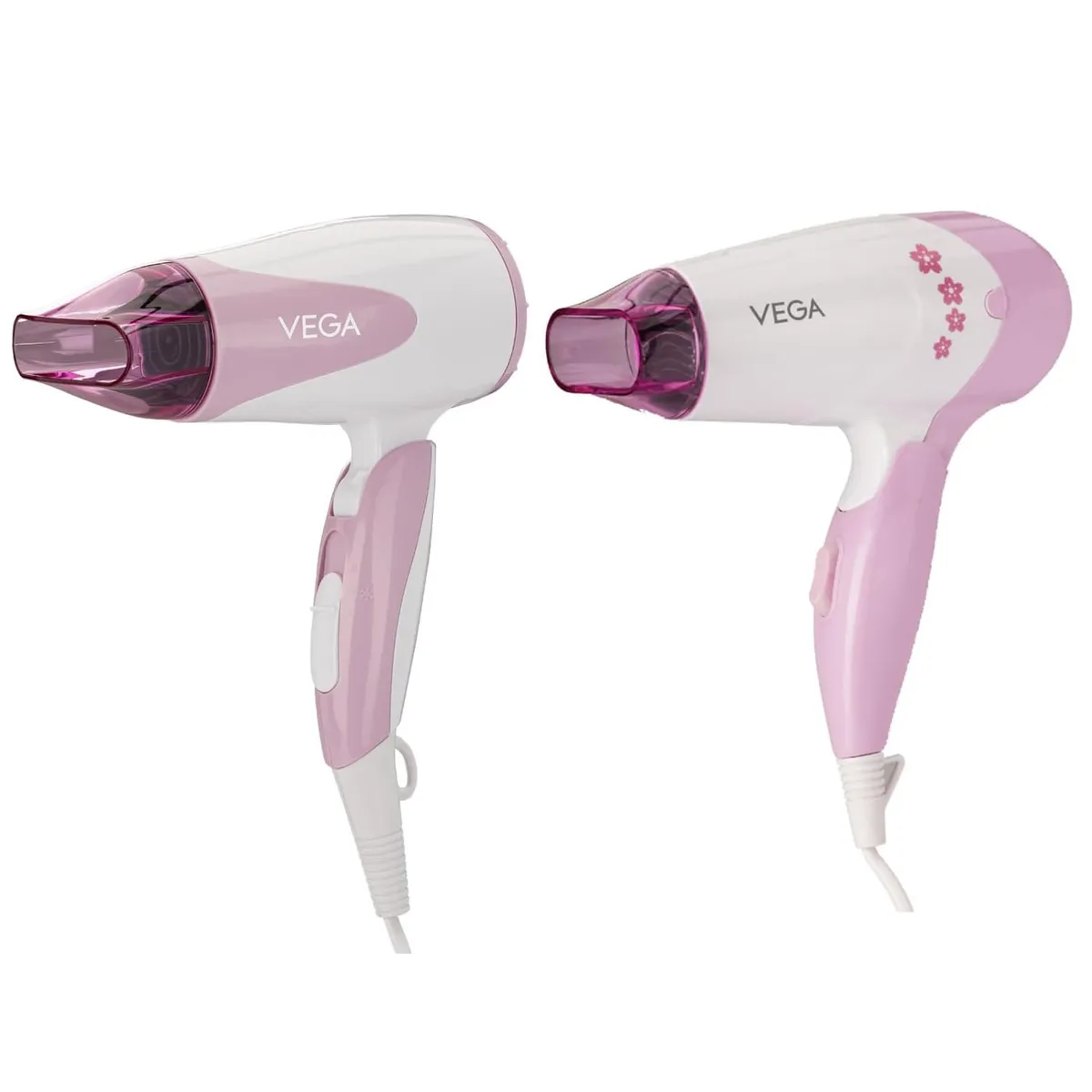 VEGA Vhdh-05 Blooming Air Hair Dryer (Colour May Vary) & Vega Insta Glam 1000 Hair Dryer (White), 1000 Watts