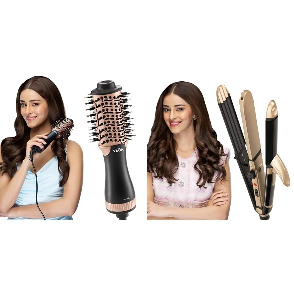Vega Litstyle L3 Volumizer Hair Blow Dryer Brush With 3 Heat/2 + 3 in 1 Hair Styler for Women, (India's No.1 Appliance Brand) (Combo Pack of 2)
