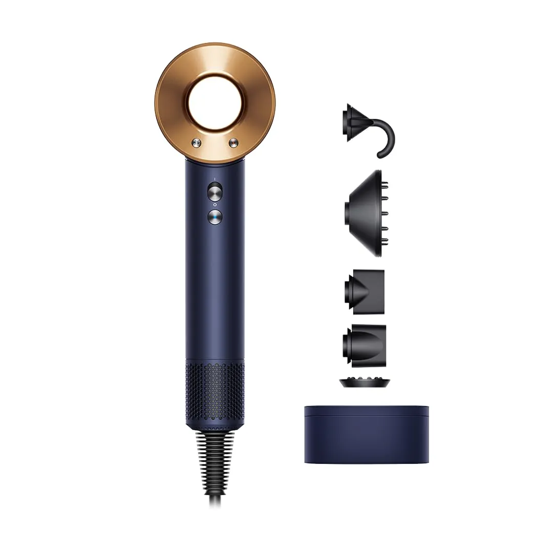 Dyson Supersonic™ Hair Dryer|Fast Drying|No Heat Damage|5 attachments|7 styling, 3 Speed & 3 Heat Settings|Travel Friendly|Unisex Usage|Intelligent Heat Control|2 Year Warranty (Prussian Blue)
