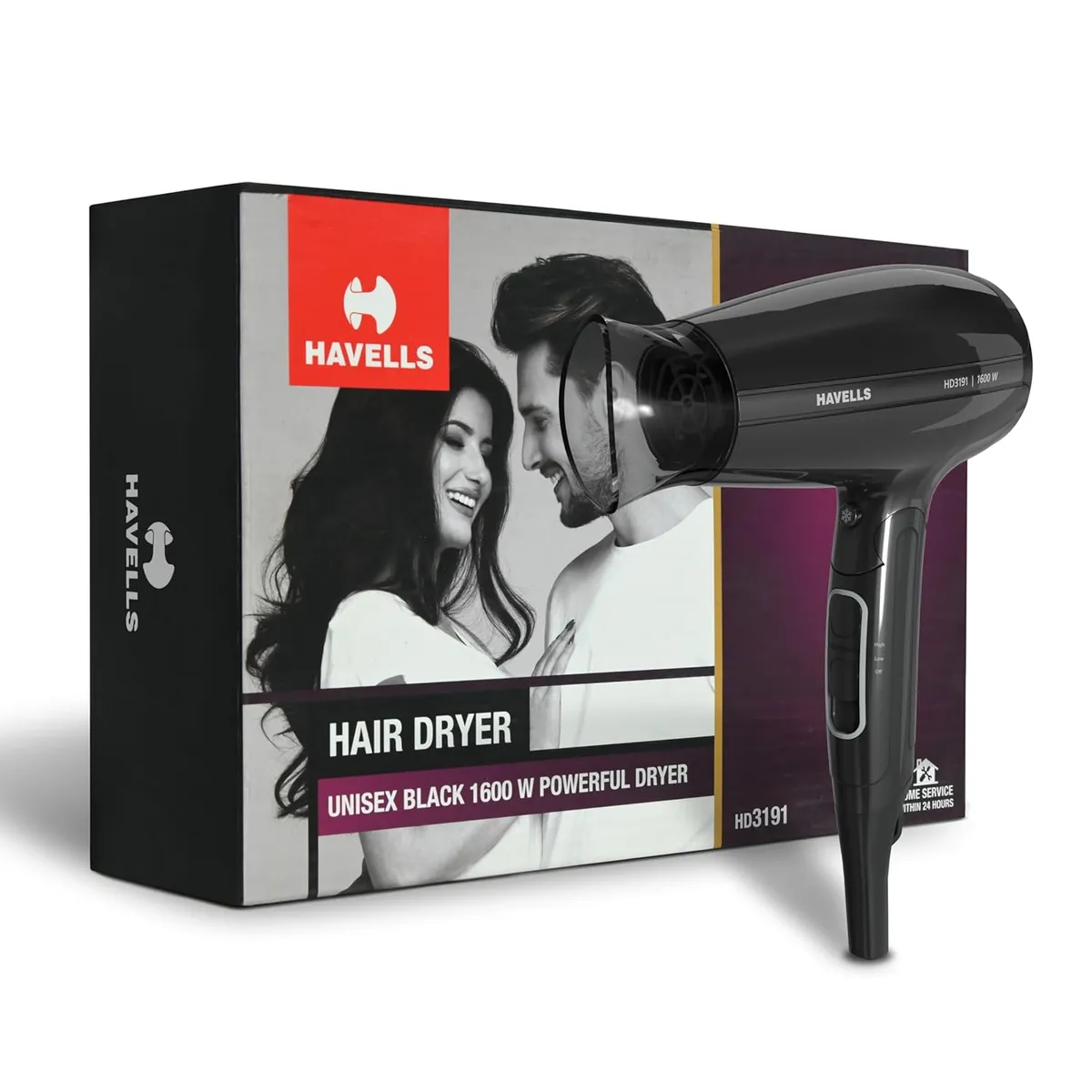 Havells 1600W Unisex Foldable Hair Dryer|2 Heat Settings With Cool Shot (Hot/Warm)|Heat Balance Technology|Midnight Black|Your Perfect Blow Dry Companion For Effortless Hair Styling|Hd3191-1600 Watts