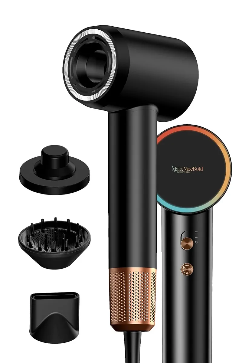 MakeMeeBold Make Mee Bold High-Speed Hair Dryer | 110,000 RPM BLDC Motor | 3X Faster Drying | 5 Modes with AI & Kids Mode | Ionic Hair Dryer with Diffuser & Concentrator | Auto-Clean & Overheat Protection | Gifts for woman