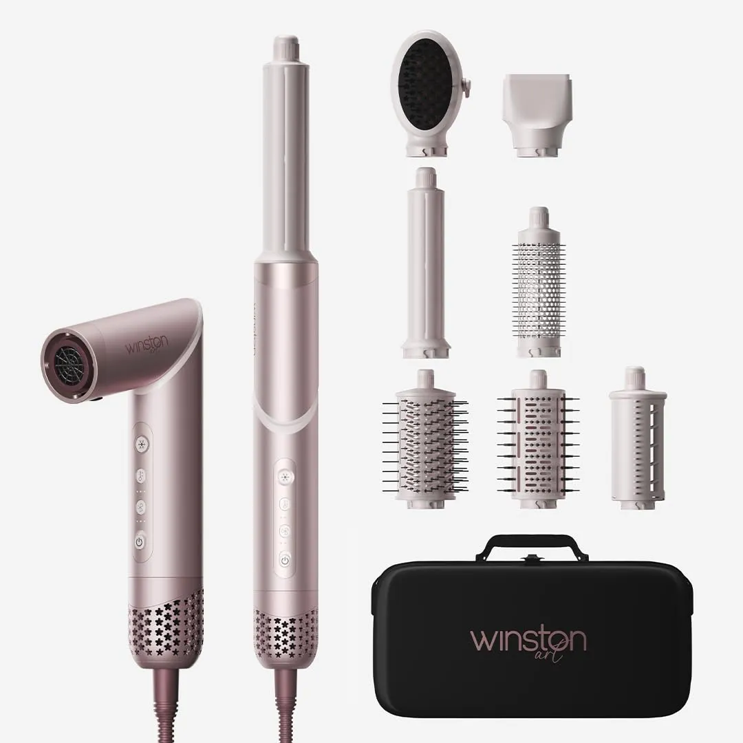 Winston Flexy 8 in 1 Hair Multi Styler with Auto-Wrap Curler | 1600W High-Speed Ionic Hot Air Brush & Dryer | Straightens, Curls, Volumizes & Smooths | Anti-Frizz Styling Tool for Women | Travel Case Included