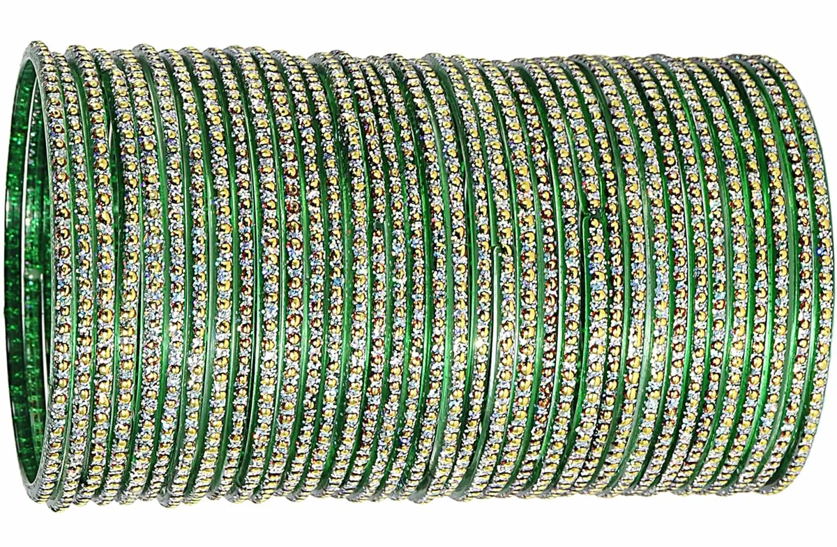 NMII Glass with Polka Dots & Glitter Stylish Fancy Bangles Set For Women & Girls | Glass Bangles | Traditional Women Bangles - Pack of 36 Bangle