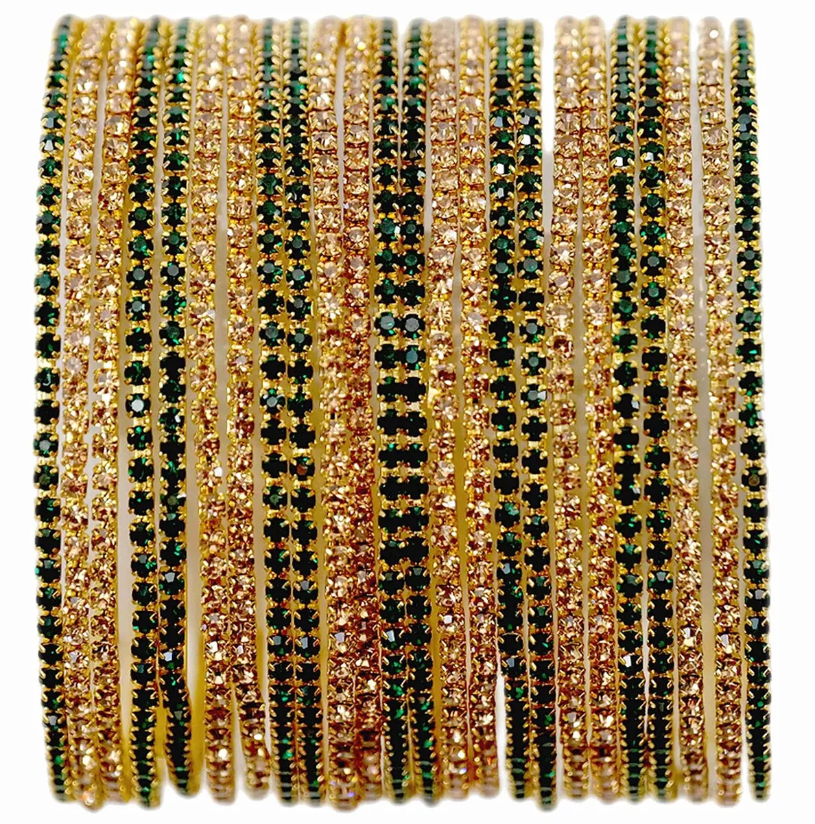 NMII Non-Precious Metal Base Metal with Zircon Gemstone Studded worked Glossy Finished Bangle Set For Women and Girls