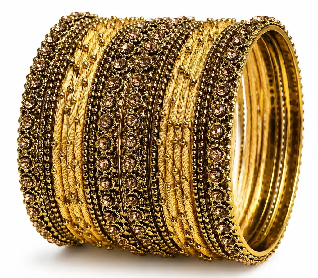 NMII Get your traditions Valentine Gift for Girls & Women Silk Thread Bangle Set With Zircon For Womne & Girls
