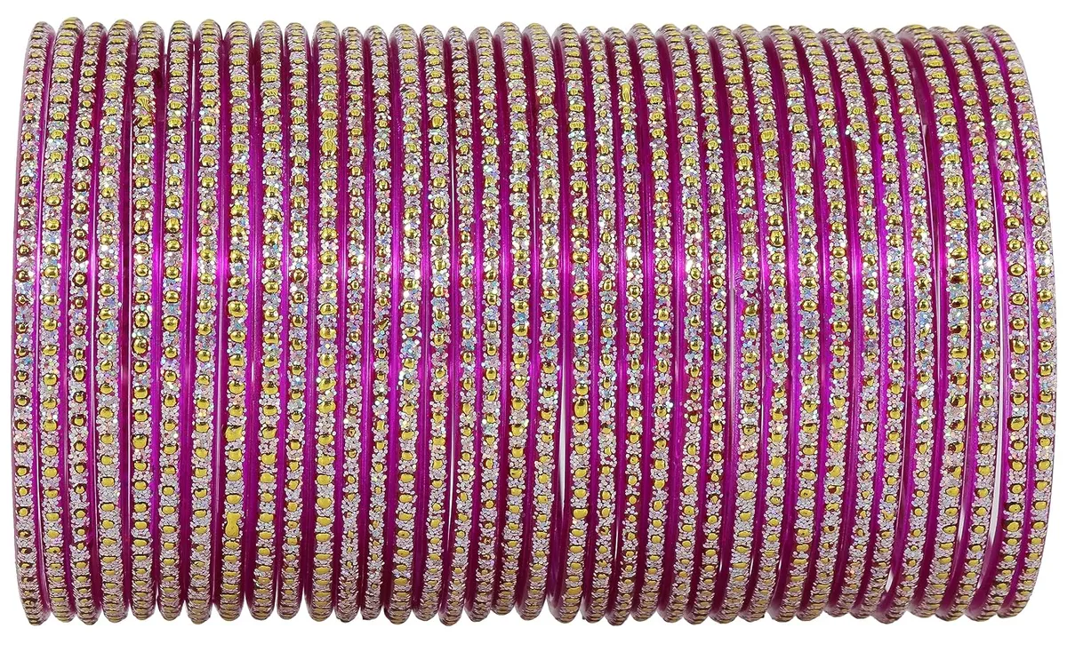 NMII Glass with Polka Dots & Glitter Stylish Fancy Bangles Set For Women & Girls | Glass Bangles | Traditional Women Bangles - Pack of 36 Bangle