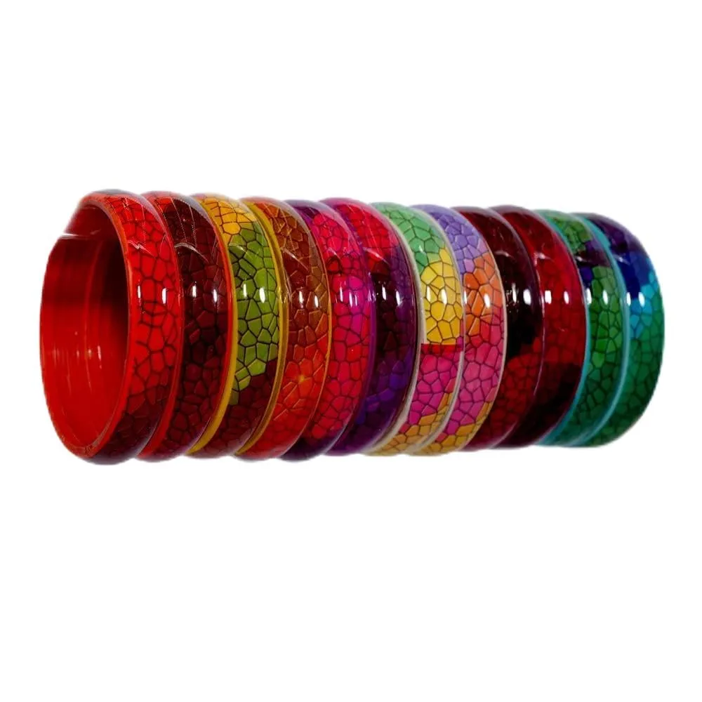 NMII Multicolour Glass Kada Set For Women and Girls with Sleek Finish & Abstract Design | Glass Bangles For Women | Kada For Girls Daily/Party/Office | Fashion Jewellery