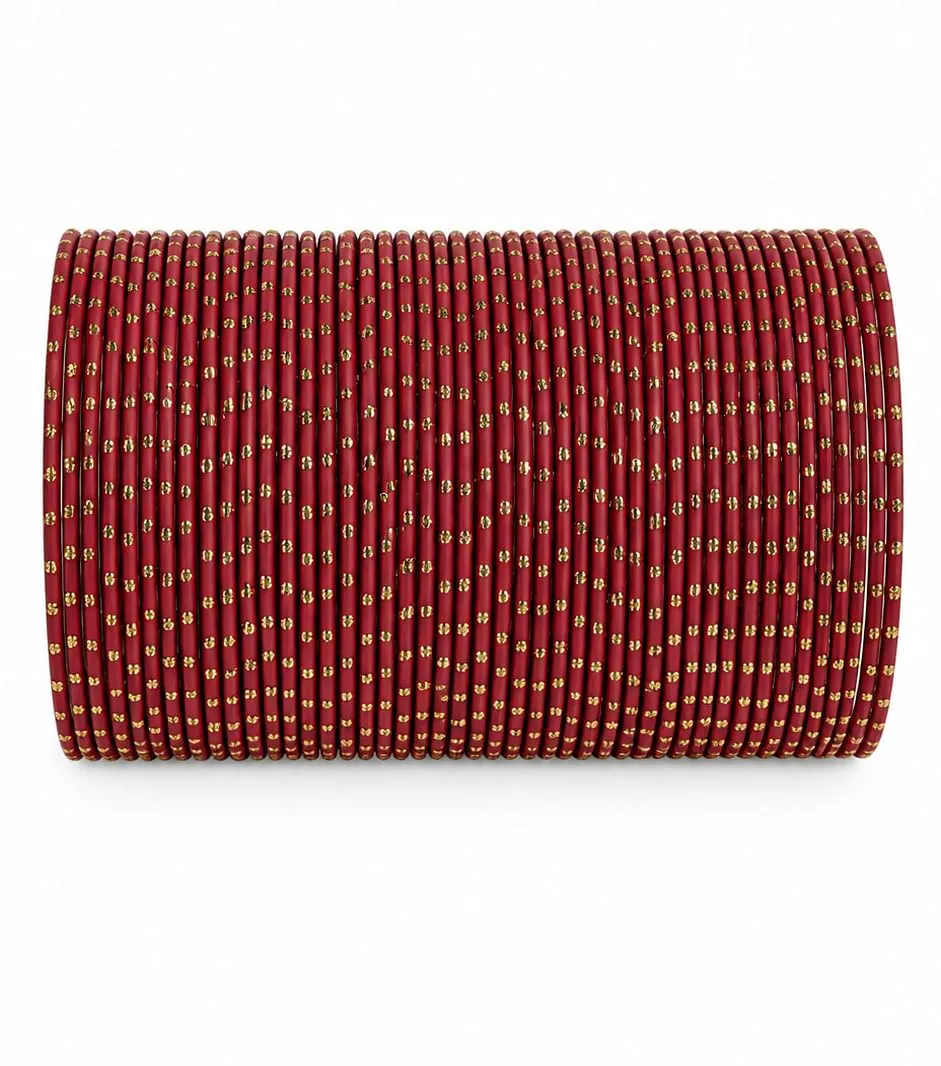 NMII Non-Precious Metal Base Metal with Polka Dots Glossy Finished Bangle Set For Women and Girls