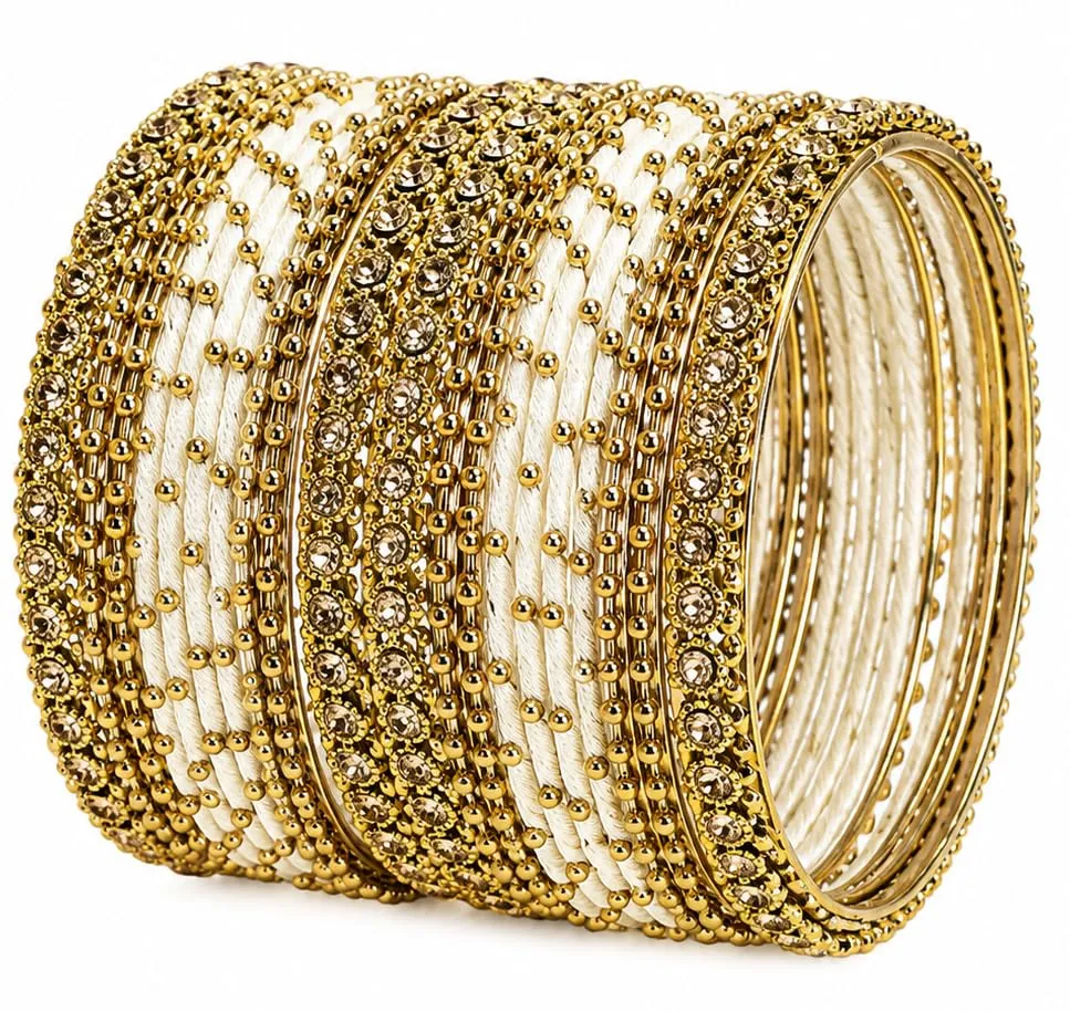 NMII Get your traditions Valentine Gift for Girls & Women Silk Thread Bangle Set With Zircon For Womne & Girls