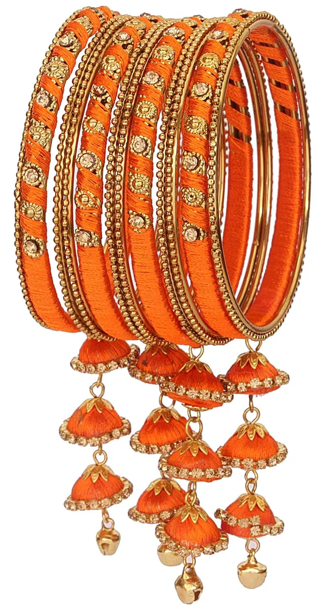 NMII Get your traditions Valentine Gift for Girls & Women Silk Thread Bangle Set With Zircon For Womne & Girls