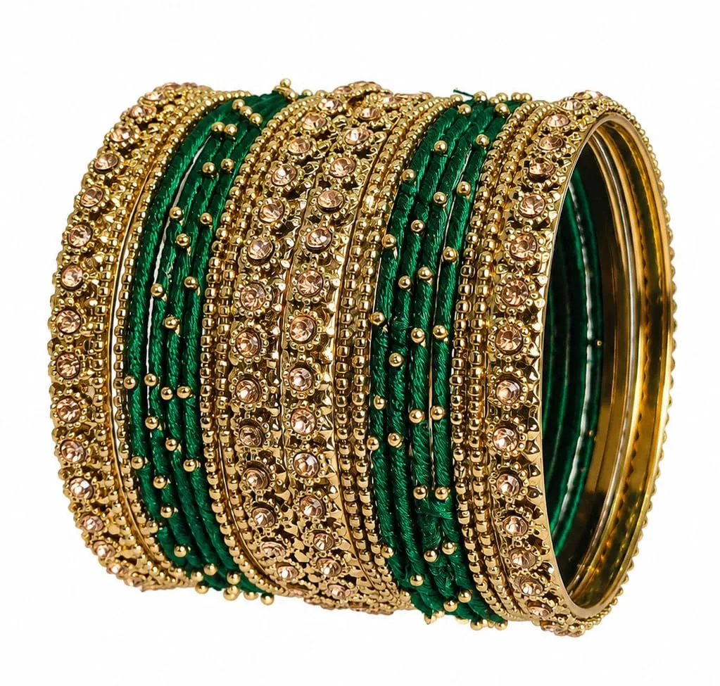 NMII Get your traditions Valentine Gift for Girls & Women Silk Thread Bangle Set With Zircon For Womne & Girls