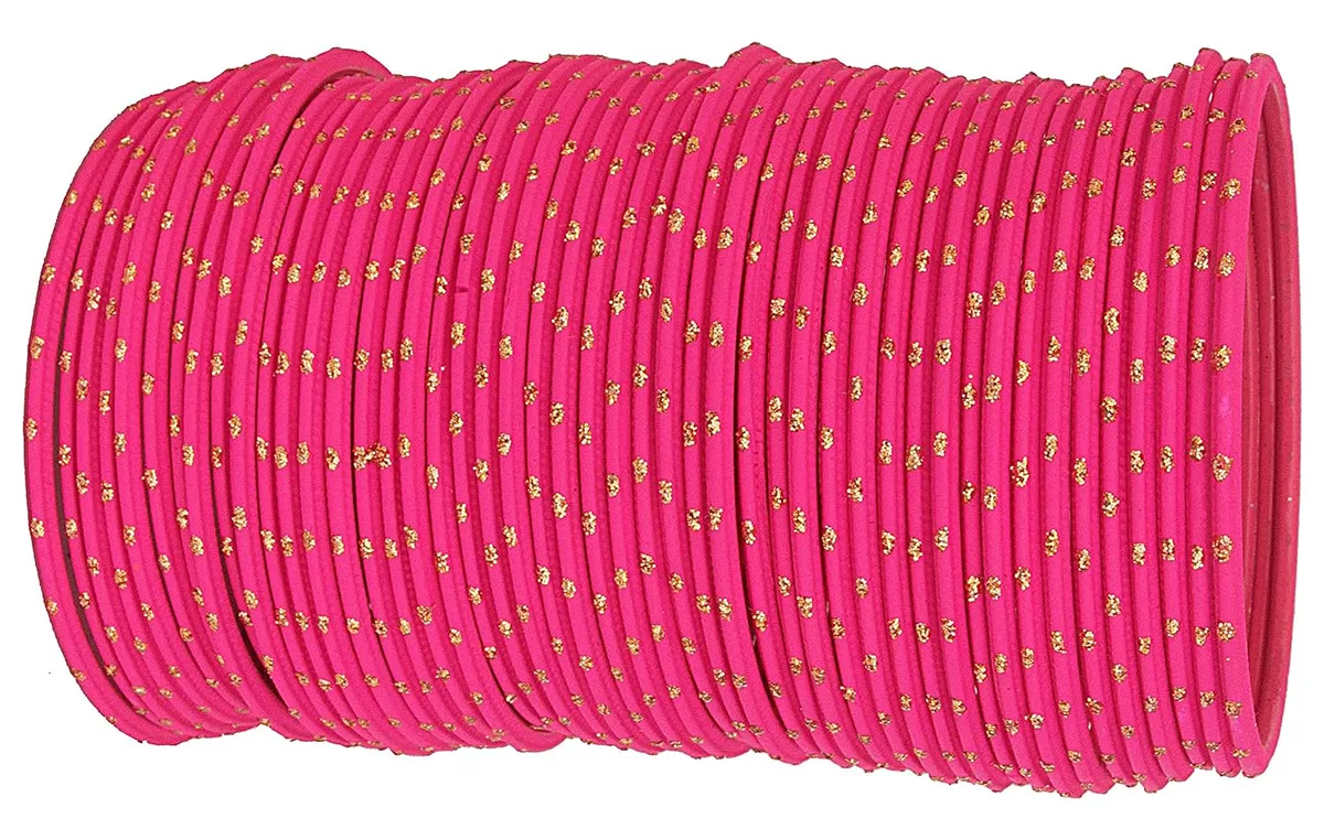 NMII Stylish Metal Base Metal with Polka Dots Glossy Finished Bangle Set For Women and Girls
