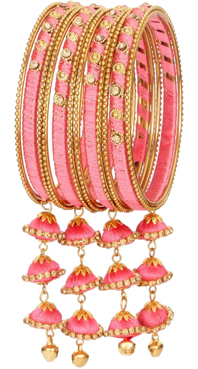 NMII Get your traditions Valentine Gift for Girls & Women Silk Thread Bangle Set With Zircon For Womne & Girls