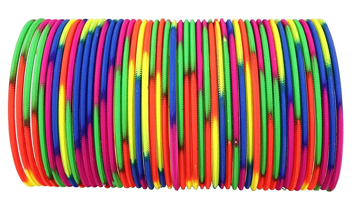 NMII Non-Precious Metal with Base Metal and Zig Zag Pattern Matte Finished Traditional Bangle Set For Women and Girls