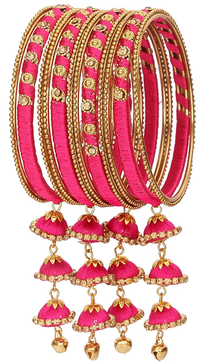 NMII Get your traditions Valentine Gift for Girls & Women Silk Thread Bangle Set With Zircon For Womne & Girls