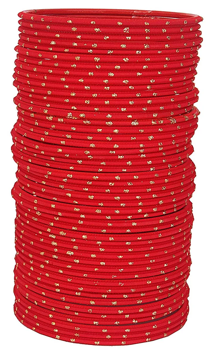 NMII Non-Precious Metal Base Metal with Polka Dots Glossy Finished Bangle Set For Women and Girls, (Black_2.2 Inches), Pack Of 48 Bangle Set