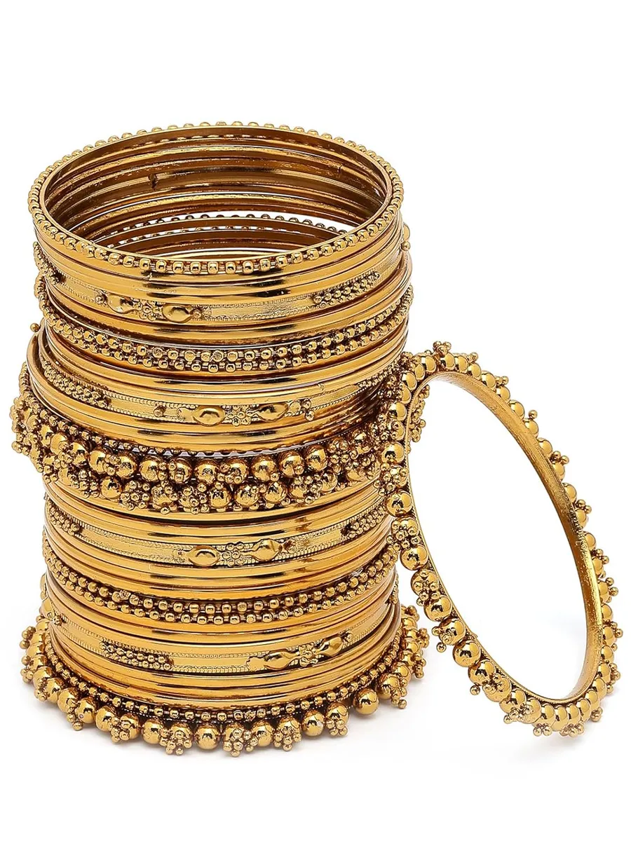 Sukkhi Impressive Traditional Oxidised Gold Plated Celebrity Inspired Bangle Jewellery for Women & Girls|Set of 40|B107297