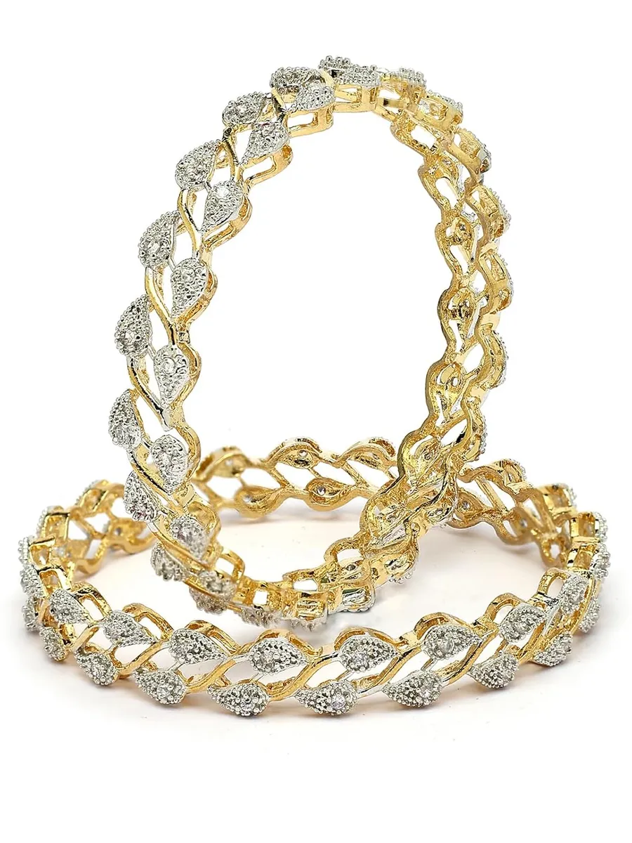 Sukkhi Charming Western Style Gold Plated with American Diamond Studded Bangle Jewellery for Women & Girls|Set of 2|B107303