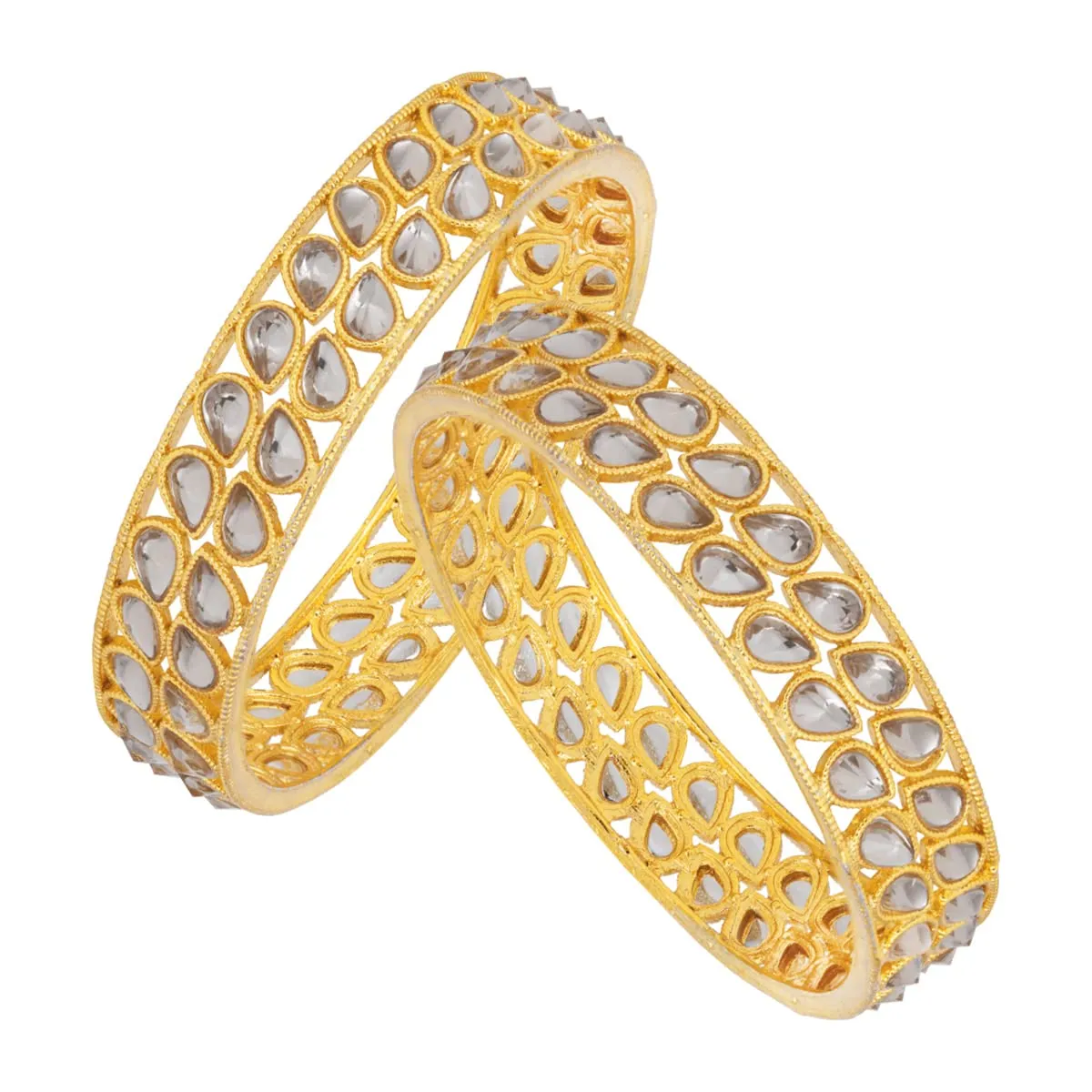 Sukkhi Beguiling Gold Plated Kundan (Set of 2) Bangle For Women (B100503)