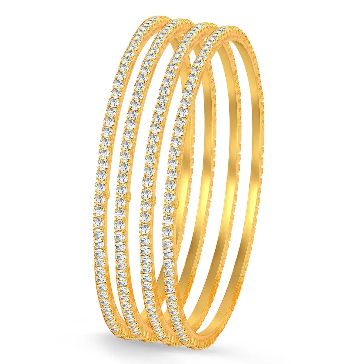 Sukkhi Classy Gold Plated Set OF 4 Australian Diamond Single Line Bangle for Women
