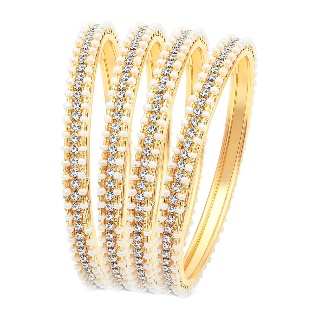 Sukkhi Fascinating Gold Plated AD Bangles For Women Pack Of 4